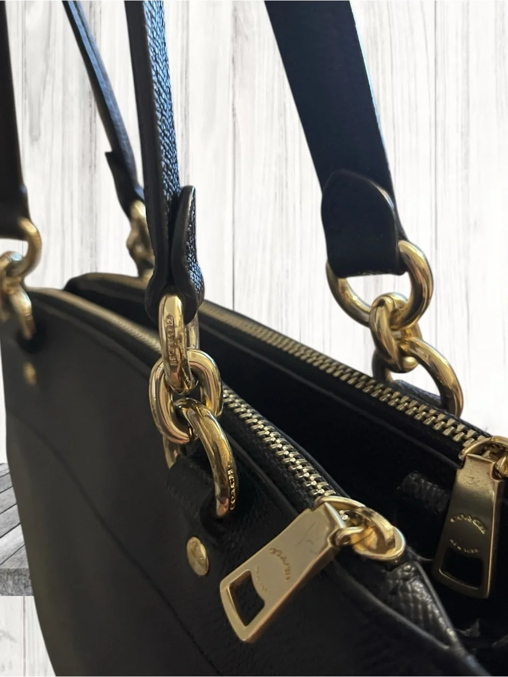 Coach Mini Brooke Carryall Black Crossgrain Leather Gold Hardware